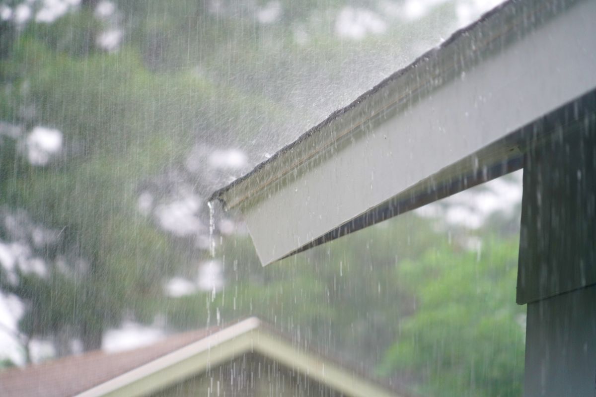 close up on storm rain on the roof, Shoreview
